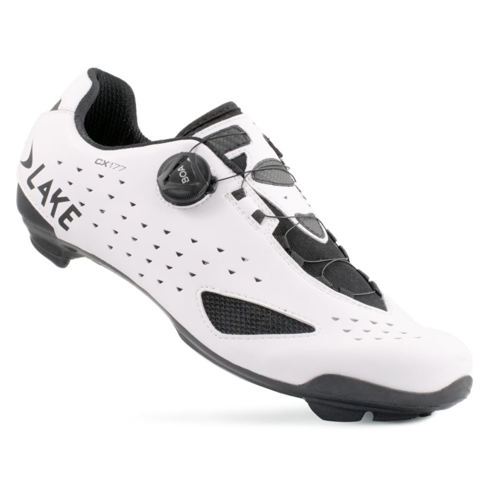 Lake Cycling Rennveloschuhe, CX177, WEISS/SCHWARZ