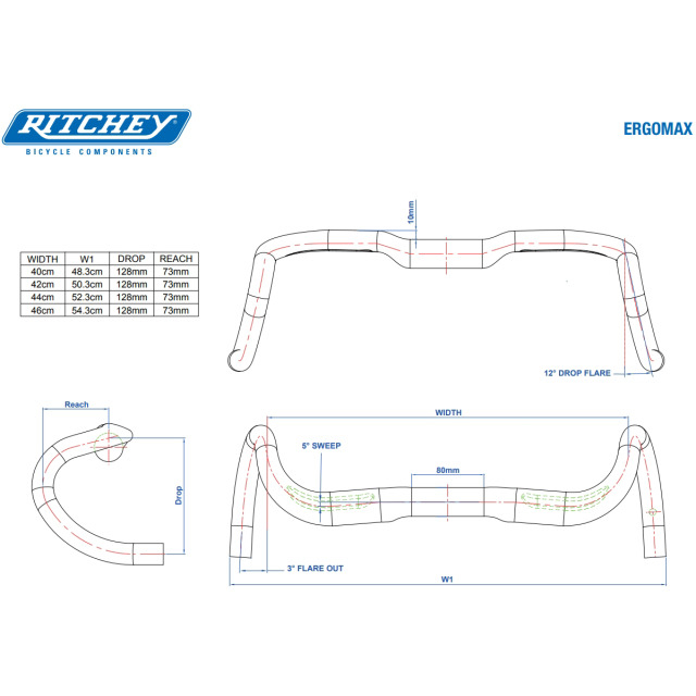 Ritchey cm (c-c oben), BB black, 31.8mm