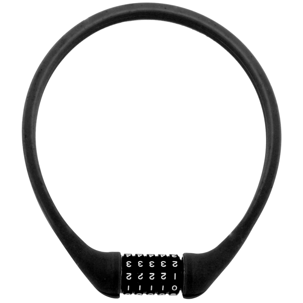 Incirca Kabelschloss, Zahlenkombination, Silikon SCHWARZ matt, Länge: 60 cm