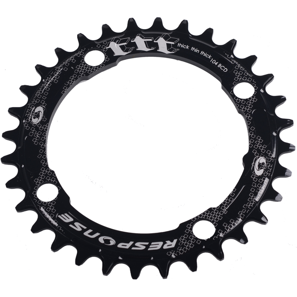 Response Kettenblatt, BCD104 T34 Alu 7075 CNC 10/11/12 Speed - Thick Thin Thick black