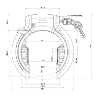 AXA Rahmenschloss, IMENSO LARGE, Öffnung: 71/75/92mm, Schlüssel abziehbar